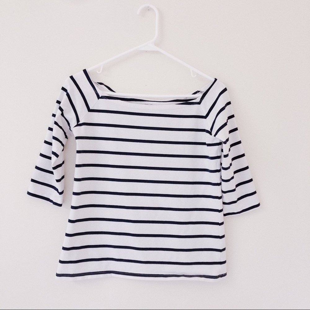 GAP 3/4 Sleeve Boatneck Striped Top